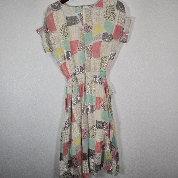 Anthropologie Eva Franco‎ Sequin Embellished Assymetric Midi Dress Multicolor - Picture 9 of 10